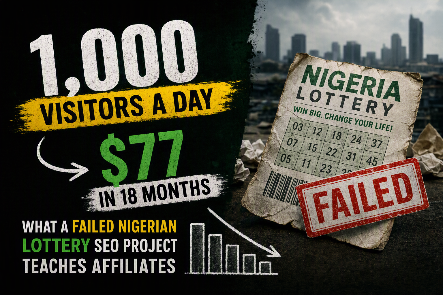 1,000 Visitors a Day, $77 in 18 Months: What a Failed Nigerian Lottery SEO Project Teaches Affiliates